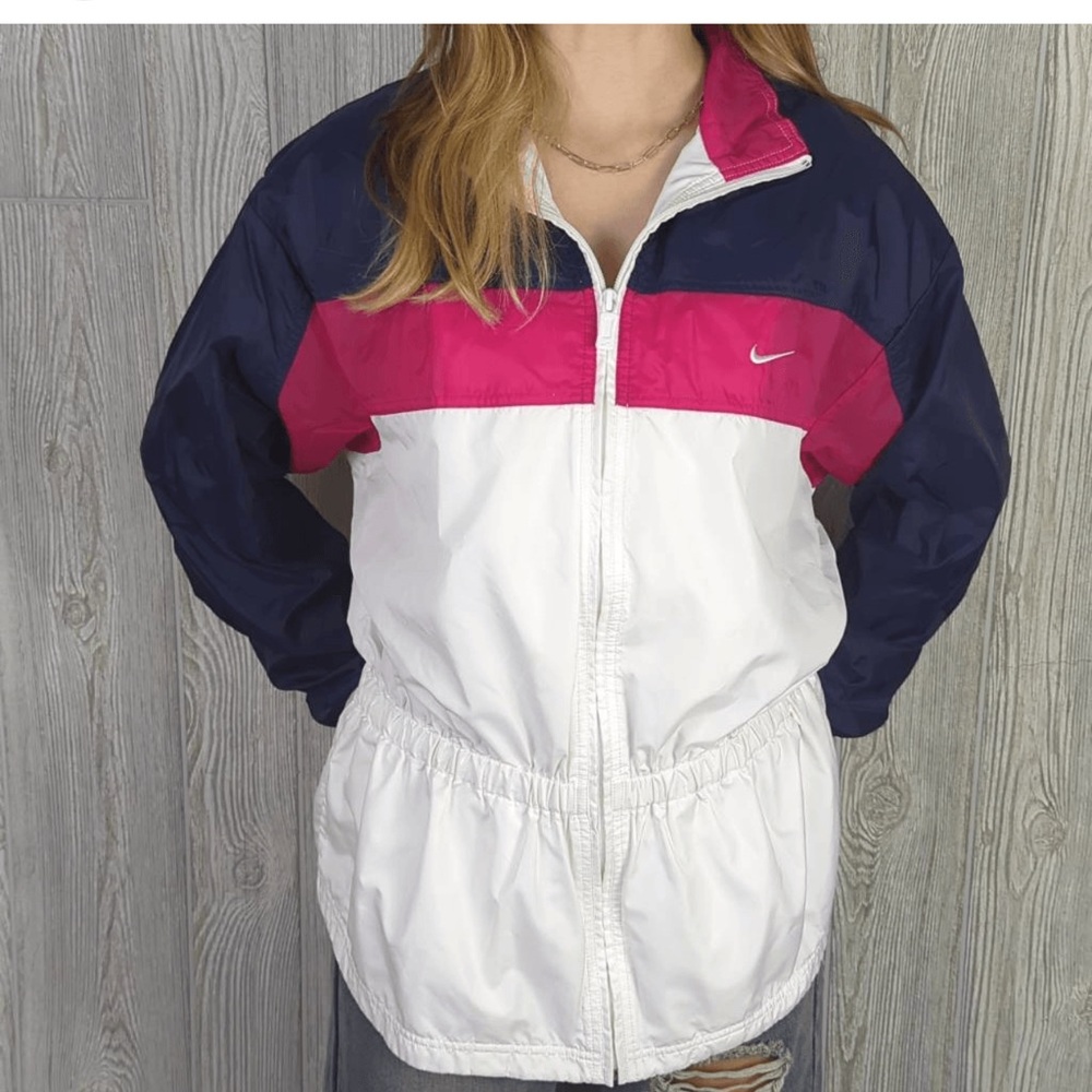 Nike Colorblock Track Windbreaker Vintage 80's Pink Blue White Retro